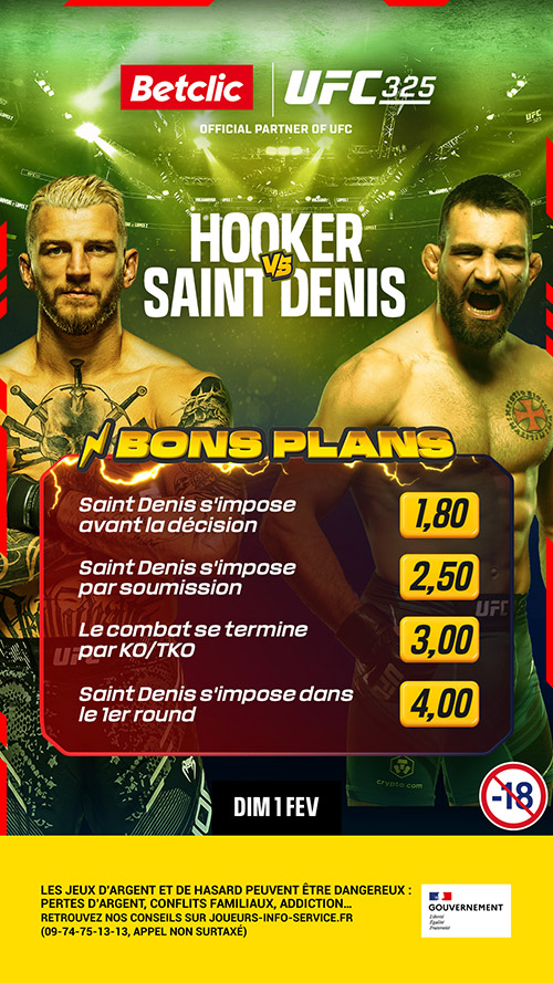 Bons plans UFC 325 avec Betclic